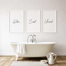 Relax Soak Unwind Prints - Set Of 3 - Bathroom Gallery Wall Art Home D??cor Modern Typography Posters Unframed - thumbnail 3