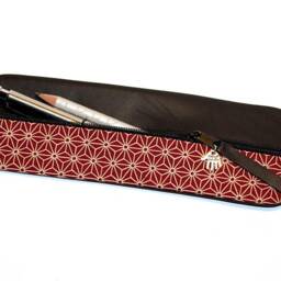 Blue Japanese Pencil Case Leather & Fabric & Case - thumbnail 4