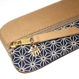 Blue Japanese Pencil Case Leather & Fabric & Case - thumbnail 2