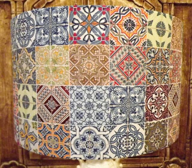 Moroccan Tile Lampshade Shabby Chic Lamp Shade, Vintage, Victorian, Scrapbooking Free Gift - image 1