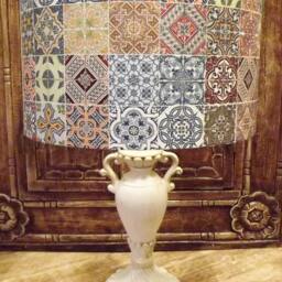 Moroccan Tile Lampshade Shabby Chic Lamp Shade, Vintage, Victorian, Scrapbooking Free Gift - thumbnail 2