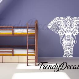 Elephant Mandala Decal, Vinyl Sticker, Boho Elephant India Bedroom Decor, Nursery Wall Decal, Abstract - thumbnail 2