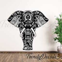 Elephant Mandala Decal, Vinyl Sticker, Boho Elephant India Bedroom Decor, Nursery Wall Decal, Abstract - thumbnail 3