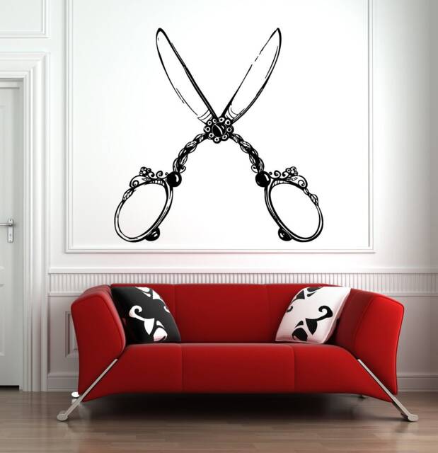 Hair Salon Scissors Wall Decal Beauty Shop Decor Hs033 - image 1