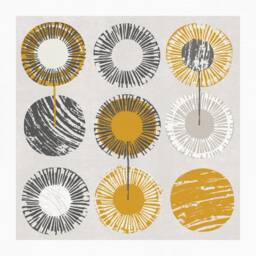 Mustard Yellow & Grey Abstract Print, Mid Century Pattern Design, Ochre Wall Decor, Circle Art, 70's Style - thumbnail 2