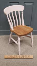 Country Farmhouse 2 Tone Slat Back Kitchen Dining Chairs Solid Beech Painted in Farrow & Ball