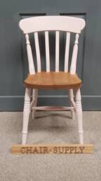 Country Farmhouse 2 Tone Slat Back Kitchen Dining Chairs Solid Beech Painted in Farrow & Ball - thumbnail 3