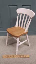 Country Farmhouse 2 Tone Slat Back Kitchen Dining Chairs Solid Beech Painted in Farrow & Ball - thumbnail 2
