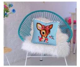 Deer Cushion Cover Kitsch Bambi Pillow With Tassel Trim - thumbnail 1