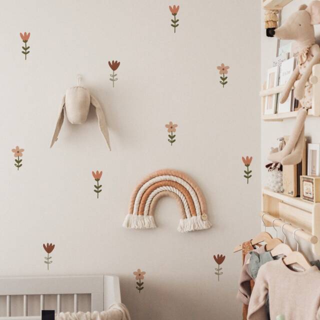 Meadow Flowers Fabric Wall Stickers - Removable & Reusable - image 1