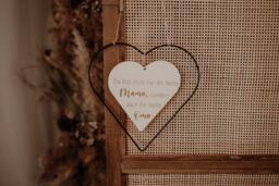 Gift Idea For Mother's Day I Metal Heart Personalized With Wooden - thumbnail 1