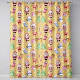 Cute Santa Snowman Gifts Candy Cane Gold Background Seamless Pattern Readymade Eyelet Ring Top Thermal 100% Blackout Curtains - thumbnail 2