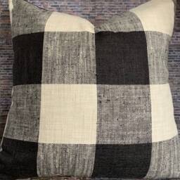 Designer Pillow Cover Lumbar - Plaid Large Gingham Black - thumbnail 2