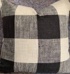 Designer Pillow Cover Lumbar - Plaid Large Gingham Black - thumbnail 1
