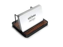 Macassar Ebony Wood Business Card Holder, Modern Office Desk Display