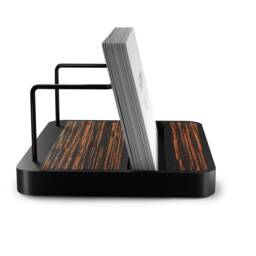 Macassar Ebony Wood Business Card Holder, Modern Office Desk Display - thumbnail 2