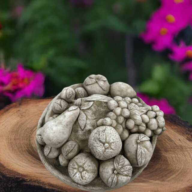 Concrete Fruit Bowl Statue Stone Plate Figurine Kitchen Decor Garden Table Ornament Handmade Home Gift Decorative Table - image 1