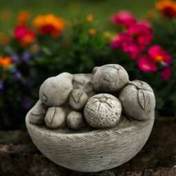 Concrete Fruit Bowl Statue Stone Plate Figurine Kitchen Decor Garden Table Ornament Handmade Home Gift Decorative Table - thumbnail 4