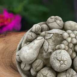 Concrete Fruit Bowl Statue Stone Plate Figurine Kitchen Decor Garden Table Ornament Handmade Home Gift Decorative Table - thumbnail 3