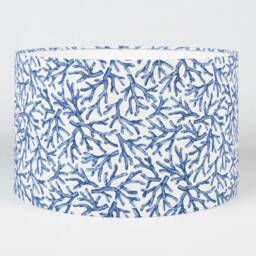 Coral Reef Lampshade. Botanical & Nautical Inspired Print, Marine Blue White, Cylinder Style Shade. 30cm & 40cm Sizes Available - thumbnail 2