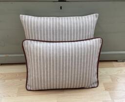 Country Taupe Beige Linen Ticking Striped Home Accessories Throw Cushion Cover/Sham Pillowcase - thumbnail 1