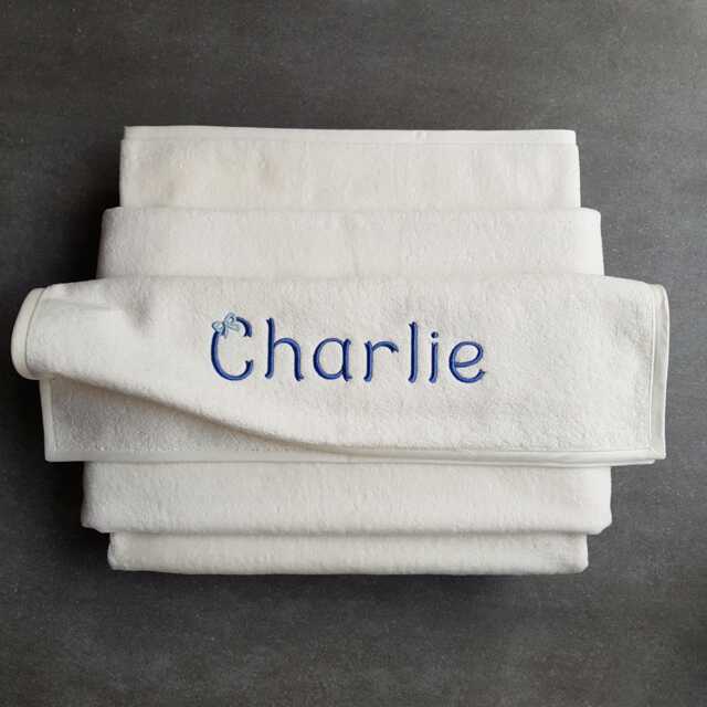 Personalized Baby Towel Set Egyptian Cotton Velour, Embroidered Name - image 1
