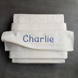 Personalized Baby Towel Set Egyptian Cotton Velour, Embroidered Name