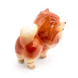 Miniature Ceramic Dog German Spitz Animal Pet Little Brown Orange White Small Statue Tiny Decoration Collectible Hand Painted Craft Figure - thumbnail 3