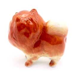 Miniature Ceramic Dog German Spitz Animal Pet Little Brown Orange White Small Statue Tiny Decoration Collectible Hand Painted Craft Figure - thumbnail 2