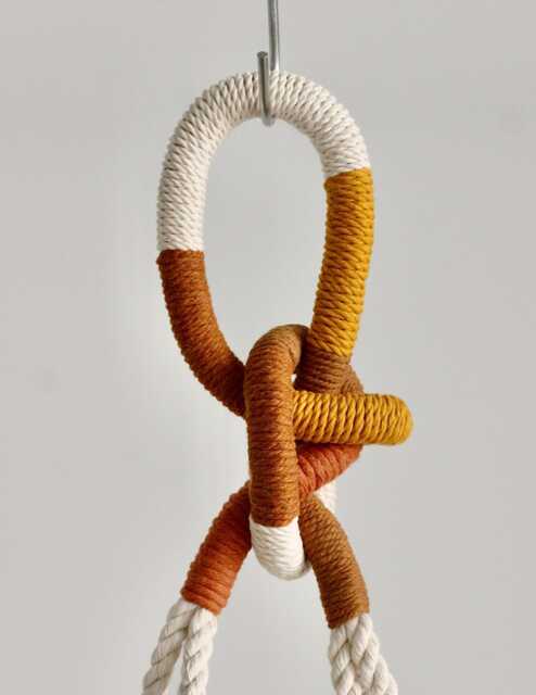 Color Block Macrame Plant Hanger Handmade Cotton Rope, Fits 12 - image 1
