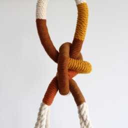 Color Block Macrame Plant Hanger Handmade Cotton Rope, Fits 12 - thumbnail 4
