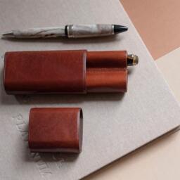 Leather Pen Case For Two Pens, Fountain Man, Father's Day Gifts, Leather Sleeve, Teacher Gift, Handcrafted Pouch - thumbnail 3