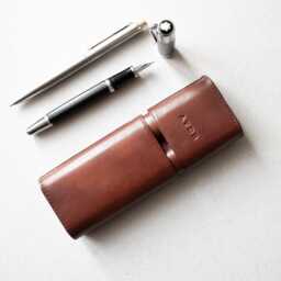 Leather Pen Case For Two Pens, Fountain Man, Father's Day Gifts, Leather Sleeve, Teacher Gift, Handcrafted Pouch - thumbnail 2