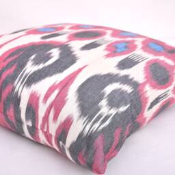 Handmade Violet Ikat Pillow Cover, Cotton Cushion - 20x20 - thumbnail 2