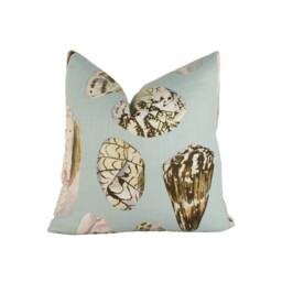 Scalamandre - Coquina Multi On Sea Blue Stunning Shells Designer Cushion Cover Luxury Throw Pillow Handmade Home Decor - thumbnail 1