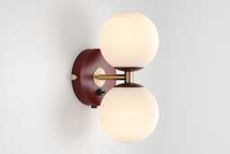 Mia Mid Century Modern Wall Sconce Burgundy Red Sphere Milk Glass Globe Plafond Vanity Light Bedside Lamp Retro Fixture