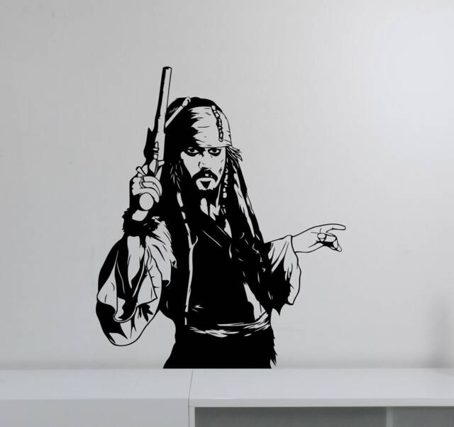 Captain Jack Sparrow Sticker Vinyl Wall Decal Pirates Art Adventure Movie Decorations Home Bedroom Decor Kids Room Poster Gift Cjs2 - image 1