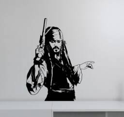 Captain Jack Sparrow Sticker Vinyl Wall Decal Pirates Art Adventure Movie Decorations Home Bedroom Decor Kids Room Poster Gift Cjs2 - thumbnail 1