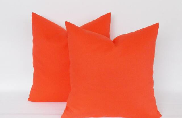 Set Of 2 Solid Orange Decorative Throw Pillow Covers - image 1