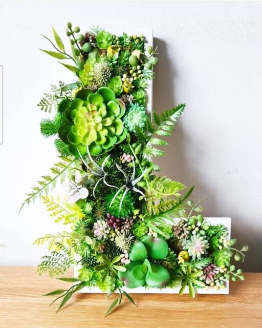Faux Succulent Wall Letter Plant Decor Sign - Up To 12 - image 1