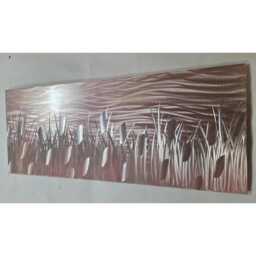 Modern, Abstract, Contemporary Metal Wall Art By R Toomer Art. Titled By The Lake. Rose Gold & Silver. Indoor/Outdoor - thumbnail 2
