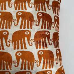 Silk Velvet Cushion Cover, Saffron Elephant Cushion, Turkish Italian Jacquard Pillow, Ikat Decorative Pillow 20''x20''/50x50 cm - thumbnail 2