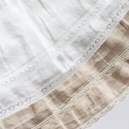 Ruffled Linen Pillowcase With Lace White & Oatmeal Pure Sham - thumbnail 3