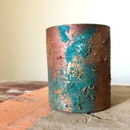 Unique Concrete Copper Patina Verdigris Effect Tea Light Holder/Home Decor Gift - thumbnail 2