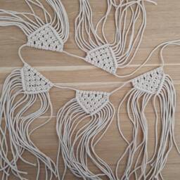Macrame Banner Wall Hanging Bunting Garland Wall Decor Rope Wedding Nursery Boho Home Bohemian Girls Room - thumbnail 4