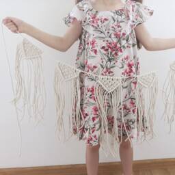 Macrame Banner Wall Hanging Bunting Garland Wall Decor Rope Wedding Nursery Boho Home Bohemian Girls Room - thumbnail 3
