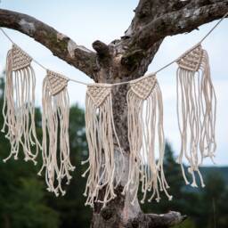 Macrame Banner Wall Hanging Bunting Garland Wall Decor Rope Wedding Nursery Boho Home Bohemian Girls Room - thumbnail 2