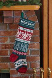Personalized Handmade Christmas Stocking, Angel With Either A Red Or Green Cuff - thumbnail 1