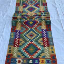 Handwoven Afghan Chobi Kilim Runner Multicolor Wool Tribal Rug - 9.7x2.7 Ft - thumbnail 3