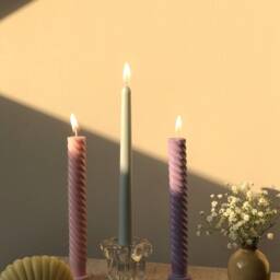 Spiral Soy Wax Candles - Pastel Dinner Set Of 3 Aesthetic Table Decor Valentine's Day Gift Mother's Candle - thumbnail 2